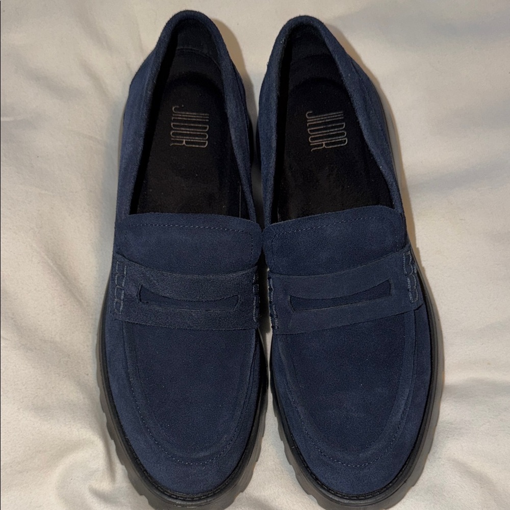 Women’s Jidor NIB Navy Suede Penny Loafers 8.5